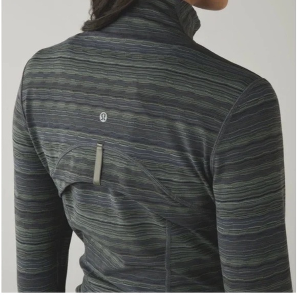 Lululemon Define Jacket Cyber Stripe Gator Green Black Size 10 - Picture 2 of 10